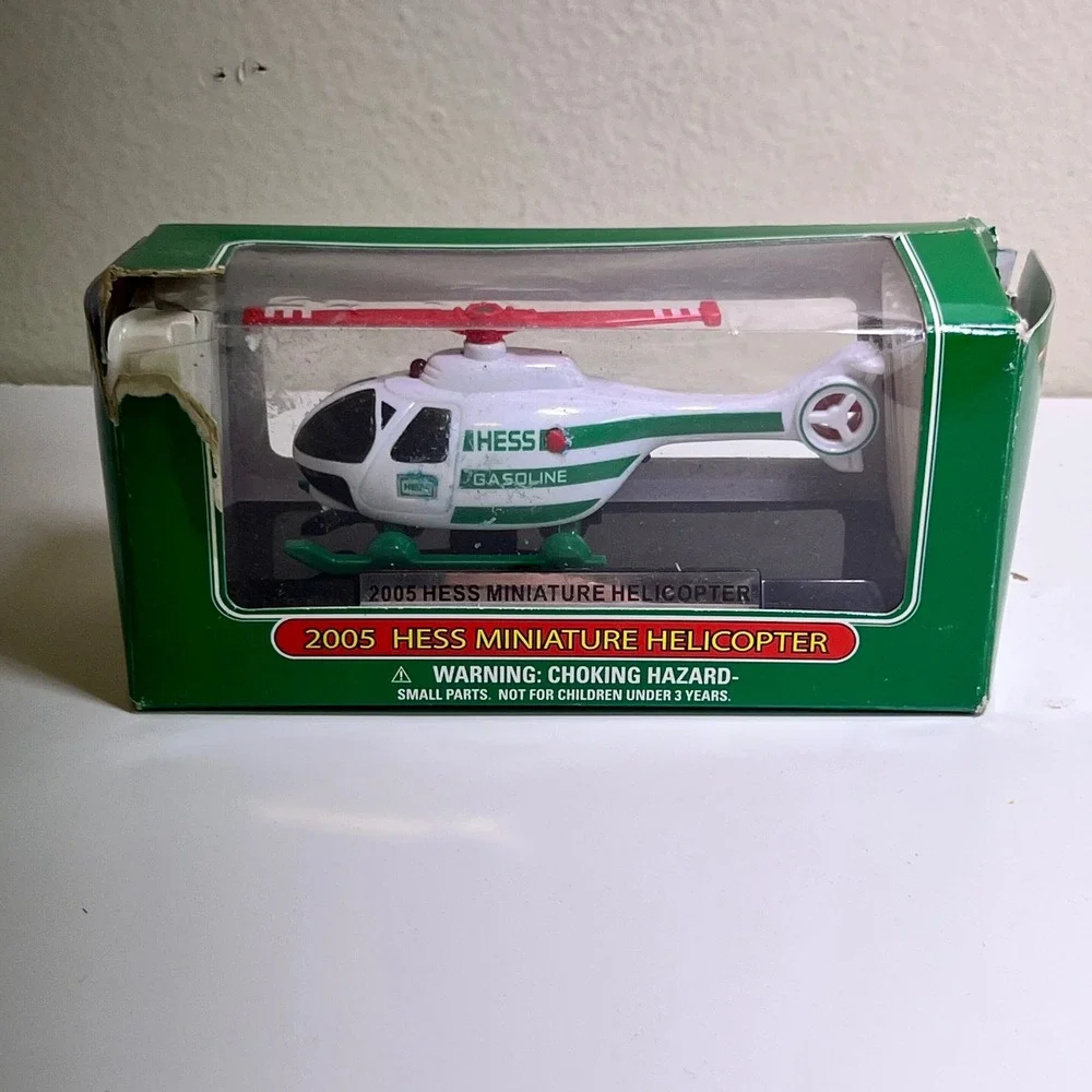 Hess 2005 Miniature Helicopter White Green Red Collectible Toy Boxed